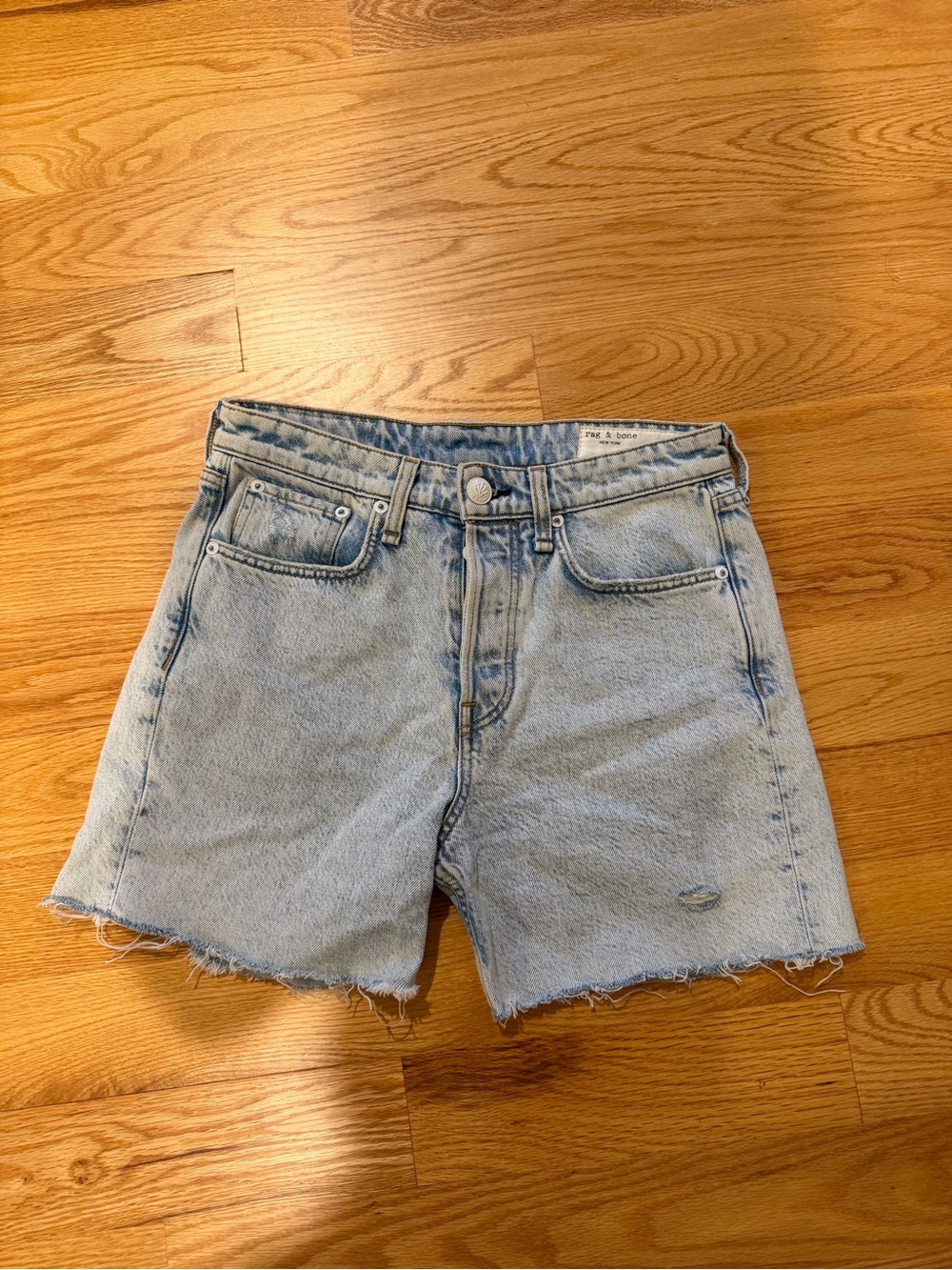 Rag & Bone ‘Maya’ Light Blue Distressed Shorts